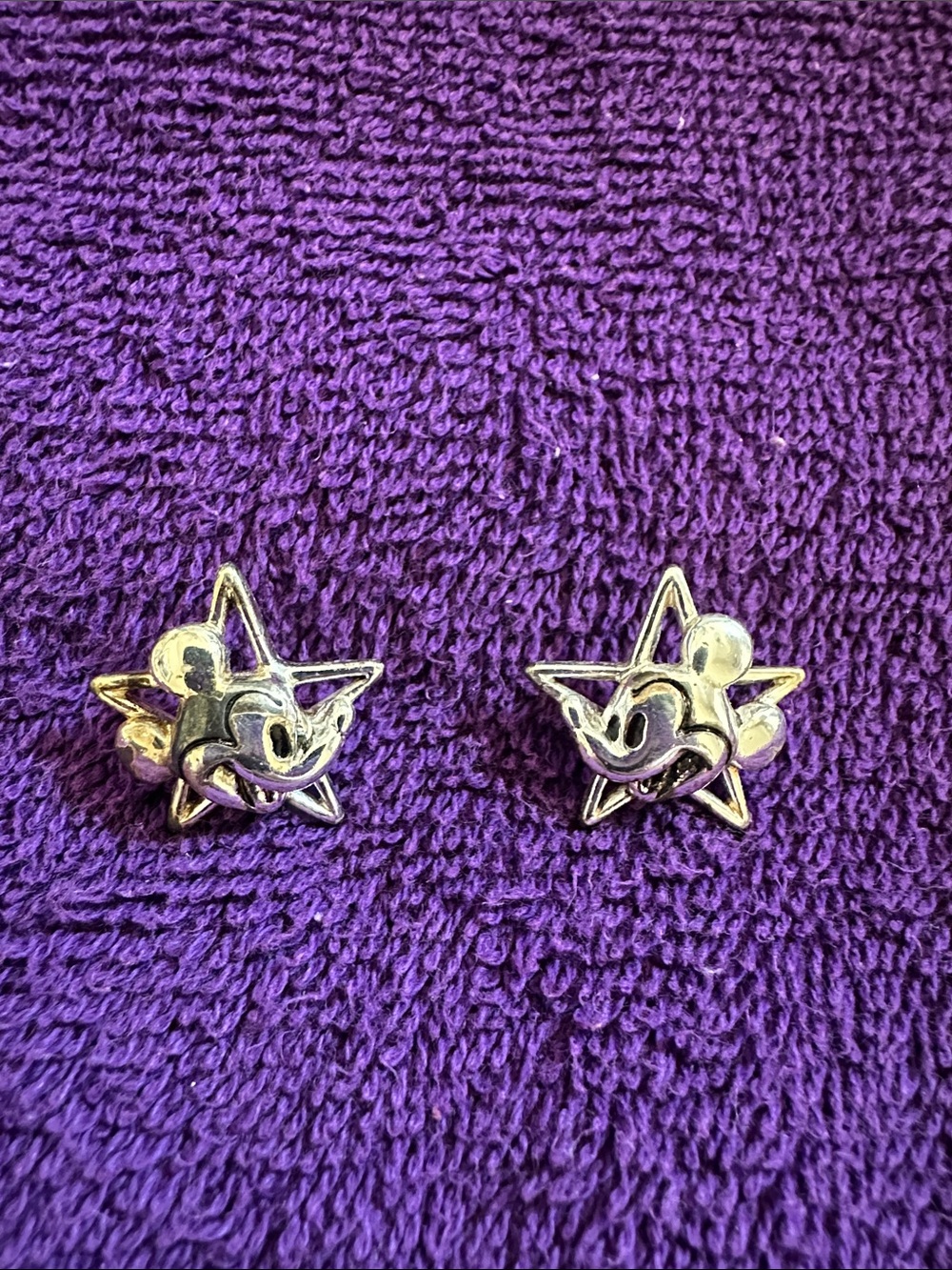 Silver Star Mouse Stud Earrings - Women's Jewelry